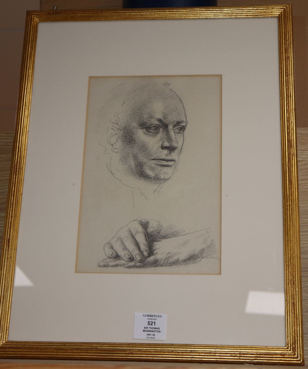 Sir Thomas Monnington (1896-1976), pencil drawing, Study for a portrait of Stanley Baldwin 1935, 28 x 18.5cm
